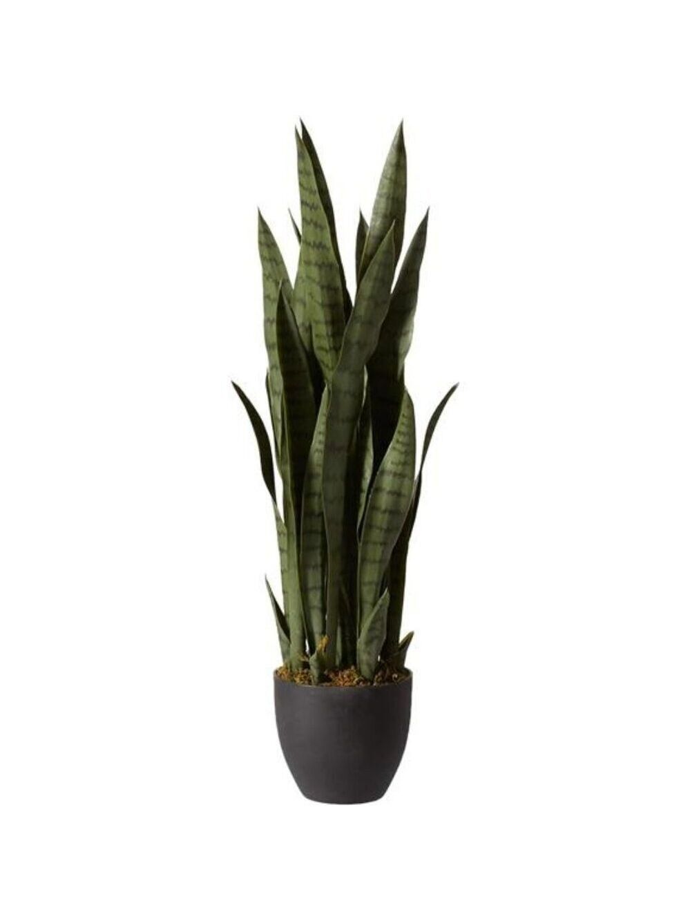 Artificial Snake Plant with Black Pot 35in Tall Faux Greenery Home Office Decor